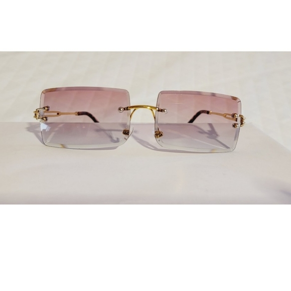 Rimless ombre pink sunglasses - Picture 3 of 11